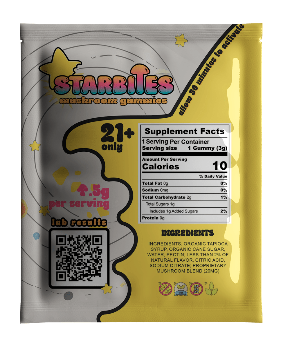 Supplement Facts - Functional Proprietary Mushroom Gummy - Starbites Mushroom Products